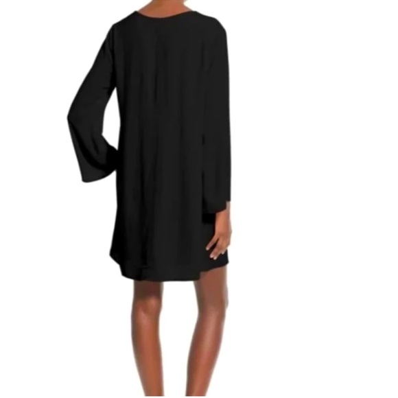 ASTR the Label Lace-Up Bell Sleeve Shift Black Mini Dress - Picture 2 of 8